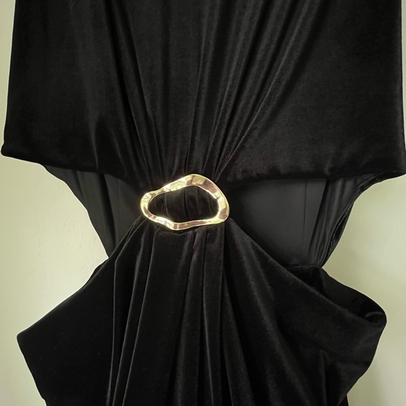 ZARA Women’z Black Long Velvet Cutout Dress Size XL - Picture 6 of 8